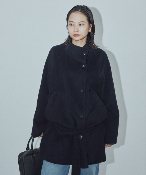 JOURNAL STANDARD(ジャーナルスタンダード)の「【ASIDE】スーパー140ビーバーリバーハイネック コート(その他アウター・レディース・ネイビー/ブラウン・FREE)」の10枚目の写真