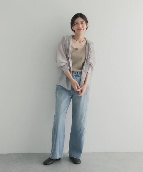 URBAN RESEARCH DOORS（アーバンリサーチドアーズ）の「シアーフーディーシャツ | シアーシャツ/フードシャツ/羽織/UV対策/大人カジュアル（シャツ/ブラウス・レディース・ネイビー/ライトグレー/チャコールグレー・FREE）」の5枚目の写真
