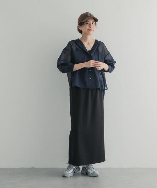 URBAN RESEARCH DOORS（アーバンリサーチドアーズ）の「シアーフーディーシャツ | シアーシャツ/フードシャツ/羽織/UV対策/大人カジュアル（シャツ/ブラウス・レディース・ネイビー/ライトグレー/チャコールグレー・FREE）」の22枚目の写真