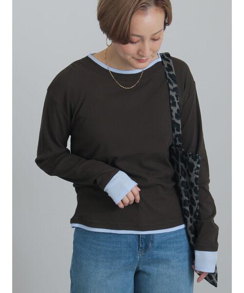 Te chichi(テチチ)の「レイヤードライクカットソー(Tシャツ/カットソー・レディース・ブラック/ブラウン/オフホワイト・F)」の3枚目の写真