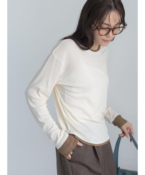Te chichi(テチチ)の「レイヤードライクカットソー(Tシャツ/カットソー・レディース・ブラック/ブラウン/オフホワイト・F)」の1枚目の写真