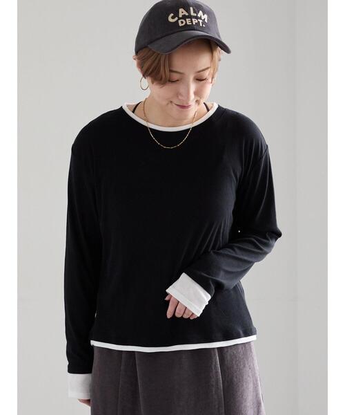 Te chichi(テチチ)の「レイヤードライクカットソー(Tシャツ/カットソー・レディース・ブラック/ブラウン/オフホワイト・F)」の2枚目の写真