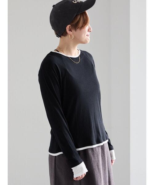 Te chichi(テチチ)の「レイヤードライクカットソー(Tシャツ/カットソー・レディース・ブラック/ブラウン/オフホワイト・F)」の10枚目の写真