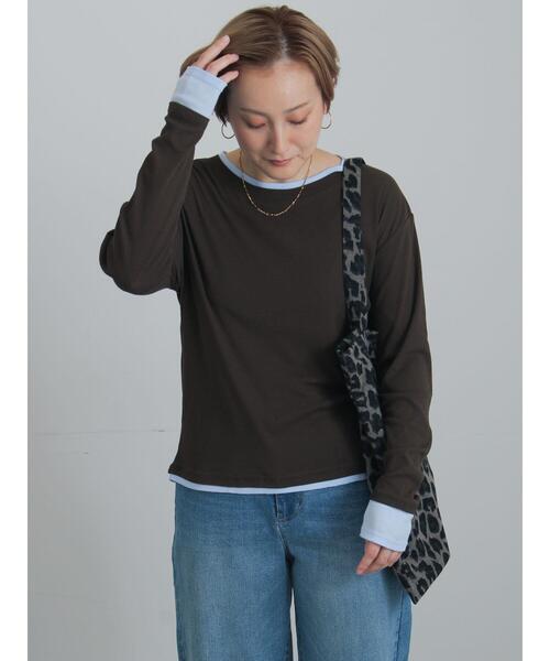 Te chichi(テチチ)の「レイヤードライクカットソー(Tシャツ/カットソー・レディース・ブラック/ブラウン/オフホワイト・F)」の8枚目の写真