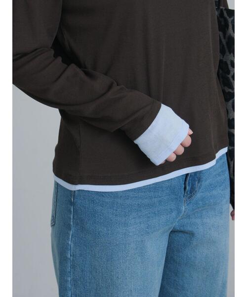 Te chichi(テチチ)の「レイヤードライクカットソー(Tシャツ/カットソー・レディース・ブラック/ブラウン/オフホワイト・F)」の4枚目の写真
