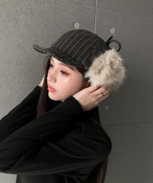 VEILA（ヴェイラ）の「ストライプ柄ファーフライトキャップ（キャップ）」