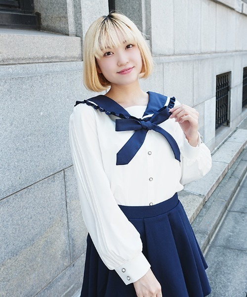 axes femme POETIQUE（アクシーズファムポエティック）の「２ＷＡＹリボンセーラーＢＬ（シャツ/ブラウス・レディース・ブラック/ネイビー/ピンク・MEDIUM）」の17枚目の写真
