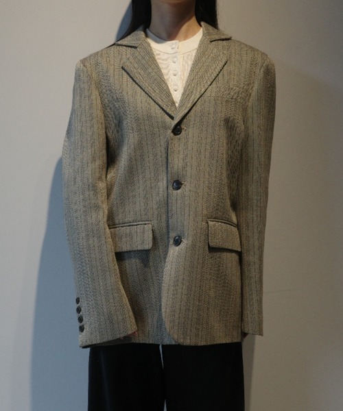 CLANE（クラネ）の「CLANE HERRINGBONE TAILORED JACKET（テーラードジャケット・レディース・ブラック/その他・2/1）」の2枚目の写真