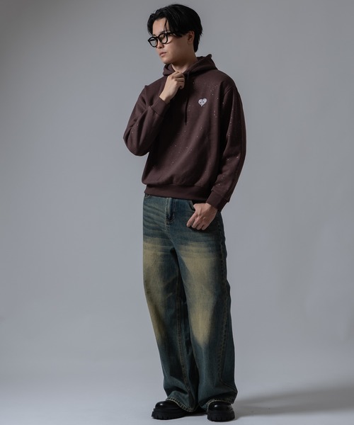 SIDEWAY STANCE(サイドウェイスタンス)の「【SIDEWA YSTANCE】ロゴハート刺しゅう ラメ裏起毛プルパーカー(パーカー・メンズ・ブラック/ネイビー/ブラウン・MEDIUM/LARGE)」の17枚目の写真