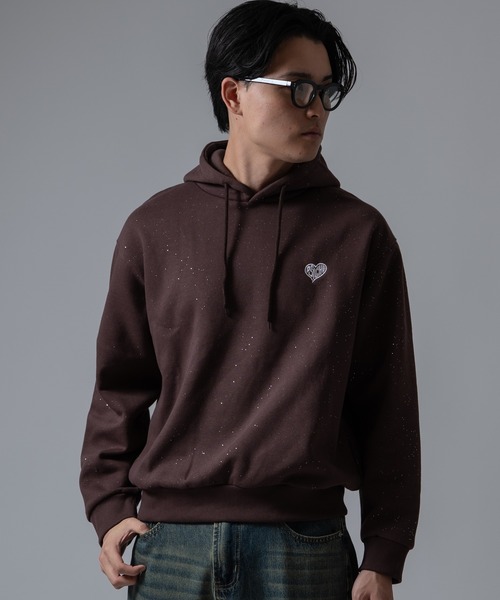 SIDEWAY STANCE(サイドウェイスタンス)の「【SIDEWA YSTANCE】ロゴハート刺しゅう ラメ裏起毛プルパーカー(パーカー・メンズ・ブラック/ネイビー/ブラウン・MEDIUM/LARGE)」の18枚目の写真