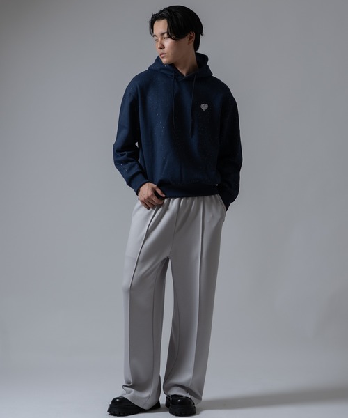 SIDEWAY STANCE(サイドウェイスタンス)の「【SIDEWA YSTANCE】ロゴハート刺しゅう ラメ裏起毛プルパーカー(パーカー・メンズ・ブラック/ネイビー/ブラウン・MEDIUM/LARGE)」の9枚目の写真