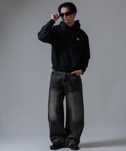 SIDEWAY STANCE(サイドウェイスタンス)の「【SIDEWA YSTANCE】ロゴハート刺しゅう ラメ裏起毛プルパーカー(パーカー・メンズ・ブラック/ネイビー/ブラウン・MEDIUM/LARGE)」の21枚目の写真