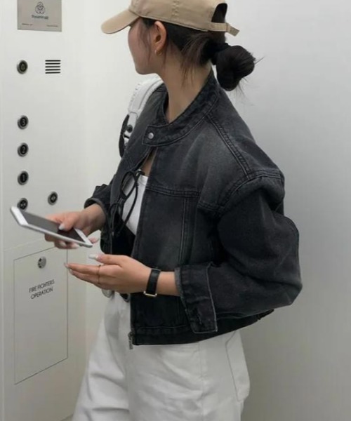 semplice(センプリチェ)の「デニムジャケット【韓国ファッション】(デニムジャケット・レディース・ブルー/ブラック・F)」の8枚目の写真