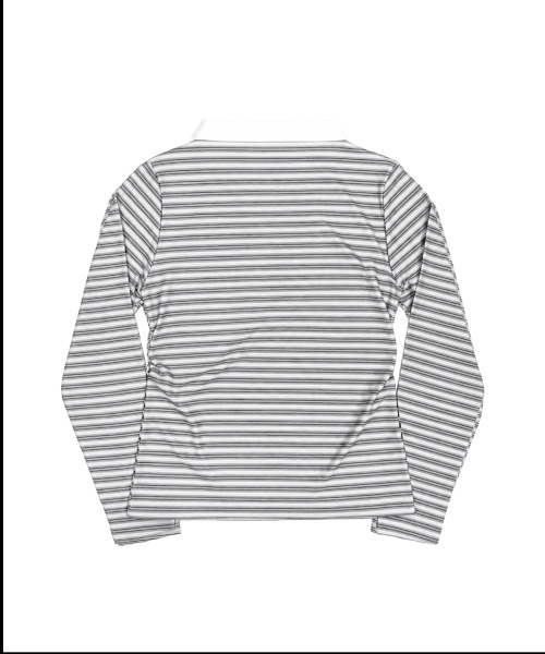 SEW-B（ソービー）の「リブストライプ襟付き長袖Tシャツ（セミクロップ）[グレー]（Tシャツ/カットソー・レディース・その他・FREE）」の3枚目の写真