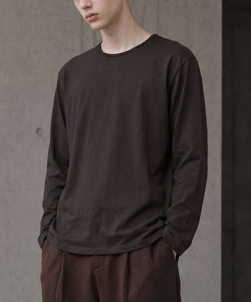 LIGNEL（リグネル）の「【LIGNEL】USAコットン リラックスフィット クルーネック ベーシック長袖カットソー（Tシャツ/カットソー・メンズ・ブラック/グリーン系/ブラウン系/ホワイト・L/M/S）」の3枚目の写真