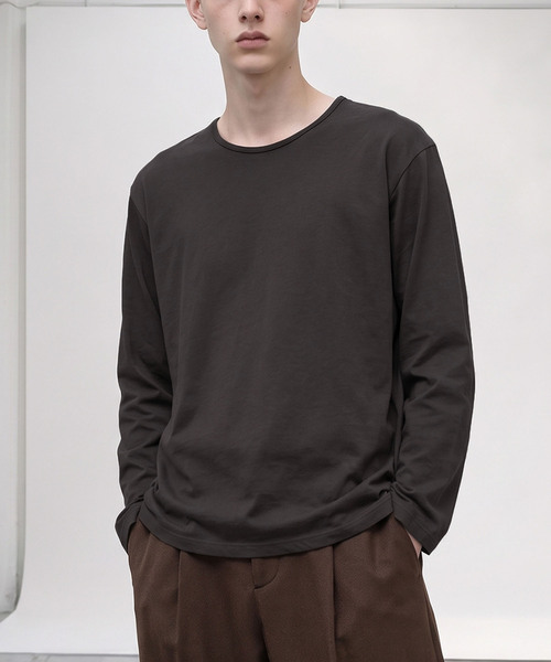 LIGNEL（リグネル）の「【LIGNEL】USAコットン リラックスフィット クルーネック ベーシック長袖カットソー（Tシャツ/カットソー・メンズ・ブラック/グリーン系/ブラウン系/ホワイト・L/M/S）」の21枚目の写真