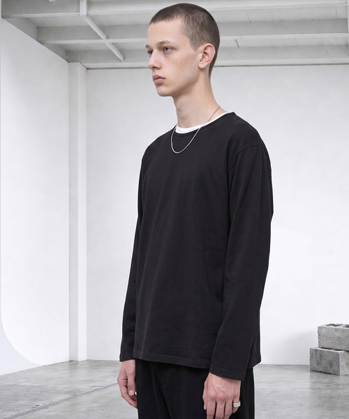 LIGNEL（リグネル）の「【LIGNEL】USAコットン リラックスフィット クルーネック ベーシック長袖カットソー（Tシャツ/カットソー・メンズ・ブラック/グリーン系/ブラウン系/ホワイト・L/M/S）」の17枚目の写真