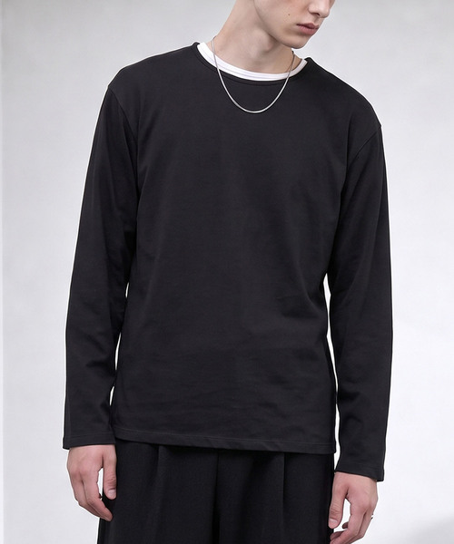 LIGNEL（リグネル）の「【LIGNEL】USAコットン リラックスフィット クルーネック ベーシック長袖カットソー（Tシャツ/カットソー・メンズ・ブラック/グリーン系/ブラウン系/ホワイト・L/M/S）」の19枚目の写真