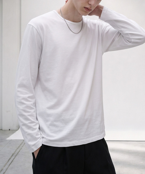 LIGNEL（リグネル）の「【LIGNEL】USAコットン リラックスフィット クルーネック ベーシック長袖カットソー（Tシャツ/カットソー・メンズ・ブラック/グリーン系/ブラウン系/ホワイト・L/M/S）」の9枚目の写真