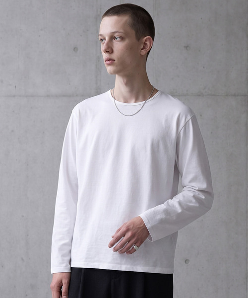 LIGNEL（リグネル）の「【LIGNEL】USAコットン リラックスフィット クルーネック ベーシック長袖カットソー（Tシャツ/カットソー・メンズ・ブラック/グリーン系/ブラウン系/ホワイト・L/M/S）」の10枚目の写真