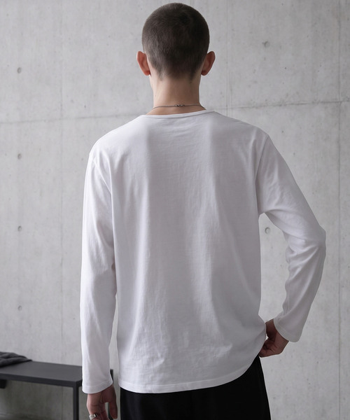 LIGNEL（リグネル）の「【LIGNEL】USAコットン リラックスフィット クルーネック ベーシック長袖カットソー（Tシャツ/カットソー・メンズ・ブラック/グリーン系/ブラウン系/ホワイト・L/M/S）」の12枚目の写真