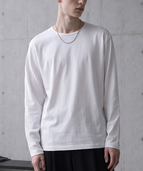 LIGNEL（リグネル）の「【LIGNEL】USAコットン リラックスフィット クルーネック ベーシック長袖カットソー（Tシャツ/カットソー・メンズ・ブラック/グリーン系/ブラウン系/ホワイト・L/M/S）」の13枚目の写真