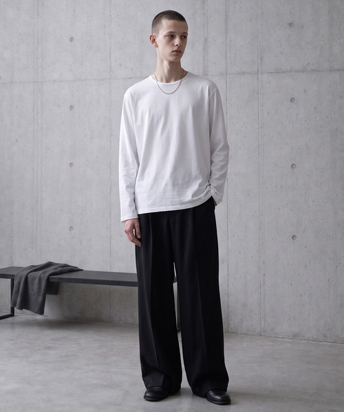 LIGNEL（リグネル）の「【LIGNEL】USAコットン リラックスフィット クルーネック ベーシック長袖カットソー（Tシャツ/カットソー・メンズ・ブラック/グリーン系/ブラウン系/ホワイト・L/M/S）」の14枚目の写真