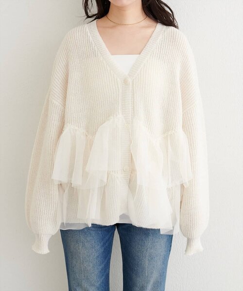 natural couture(ナチュラルクチュール)の「チュール重ねカーディガン(カーディガン/ボレロ・レディース・ピンク/アイボリー/ライトベージュ・FREE)」の16枚目の写真