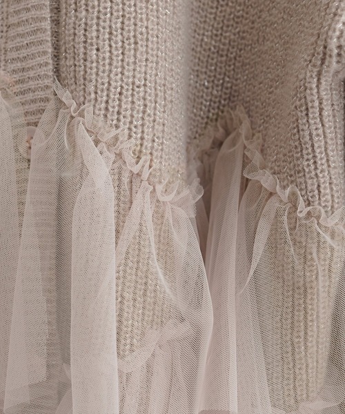 natural couture(ナチュラルクチュール)の「チュール重ねカーディガン(カーディガン/ボレロ・レディース・ピンク/アイボリー/ライトベージュ・FREE)」の9枚目の写真