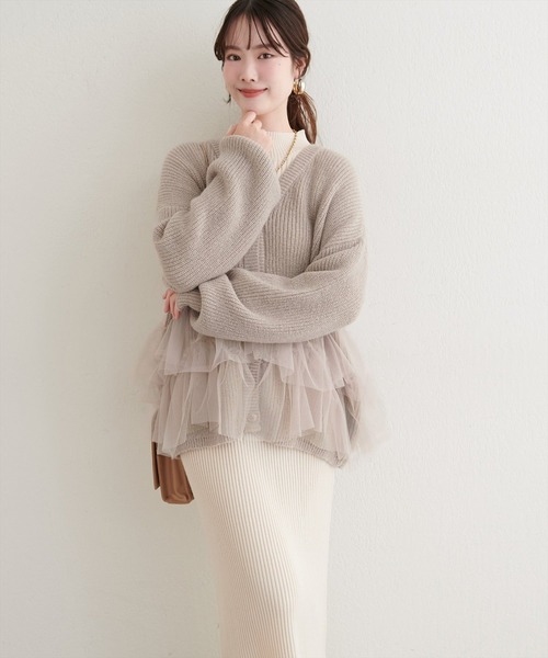 natural couture(ナチュラルクチュール)の「チュール重ねカーディガン(カーディガン/ボレロ・レディース・ピンク/アイボリー/ライトベージュ・FREE)」の6枚目の写真