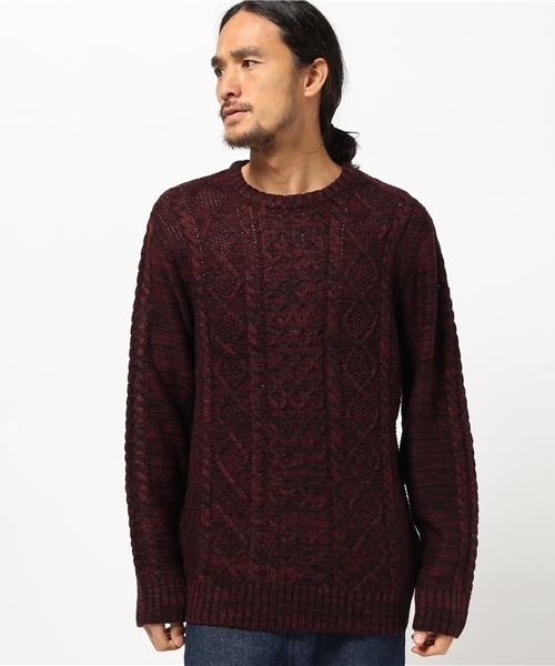 VIBGYOR（ヴィブジョー）の「VIBGYOR Select／総ケーブルクルーネックセーター（ニット/セーター・メンズ・チャコールグレー/杢グレー/カーキ/ワイン/ネイビー/キナリ・X-LARGE/LARGE/MEDIUM）」の6枚目の写真