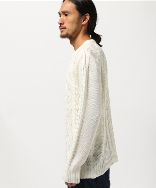 VIBGYOR（ヴィブジョー）の「VIBGYOR Select／総ケーブルクルーネックセーター（ニット/セーター・メンズ・チャコールグレー/杢グレー/カーキ/ワイン/ネイビー/キナリ・X-LARGE/LARGE/MEDIUM）」の7枚目の写真