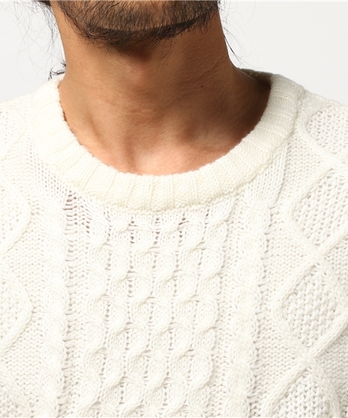 VIBGYOR（ヴィブジョー）の「VIBGYOR Select／総ケーブルクルーネックセーター（ニット/セーター・メンズ・チャコールグレー/杢グレー/カーキ/ワイン/ネイビー/キナリ・X-LARGE/LARGE/MEDIUM）」の9枚目の写真