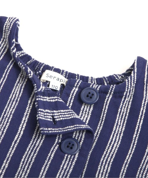 Seraph（セラフ）の「ストライプジャンパースカート（ジャンパースカート・キッズ・キナリ/ネイビー・140/130/90/95/80/110/100/120）」の9枚目の写真