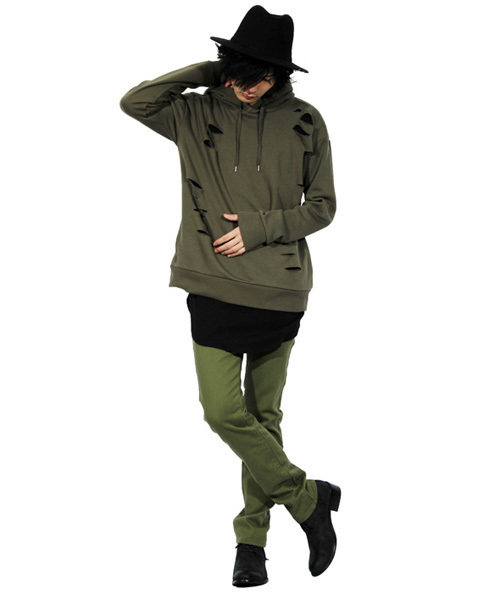 8(eight)(エイト)の「ダメージ加工プルオーバーパーカー スウェット(パーカー・メンズ・カーキ/ブラック/ホワイト/グレー・LARGE/MEDIUM)」の8枚目の写真