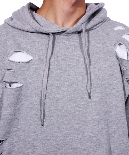 8(eight)(エイト)の「ダメージ加工プルオーバーパーカー スウェット(パーカー・メンズ・カーキ/ブラック/ホワイト/グレー・LARGE/MEDIUM)」の22枚目の写真