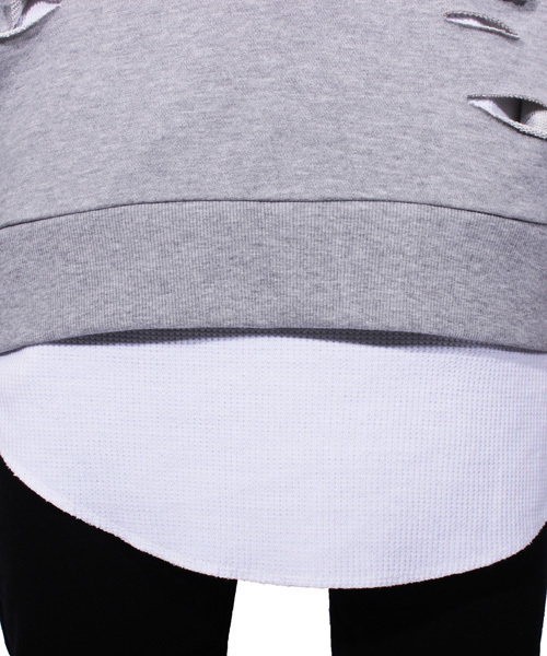 8(eight)(エイト)の「ダメージ加工プルオーバーパーカー スウェット(パーカー・メンズ・カーキ/ブラック/ホワイト/グレー・LARGE/MEDIUM)」の16枚目の写真