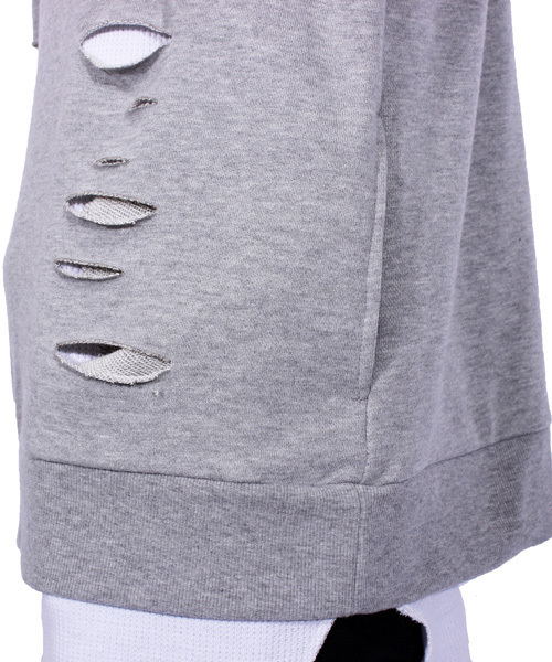 8(eight)(エイト)の「ダメージ加工プルオーバーパーカー スウェット(パーカー・メンズ・カーキ/ブラック/ホワイト/グレー・LARGE/MEDIUM)」の18枚目の写真