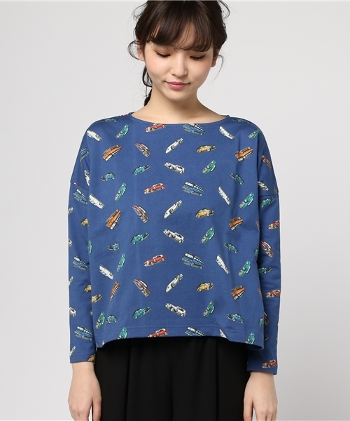 Ne-net（ネネット）の「S おじさんおくるまジャージ（Tシャツ/カットソー・レディース・ネイビー/ライトグリーン・02）」の3枚目の写真