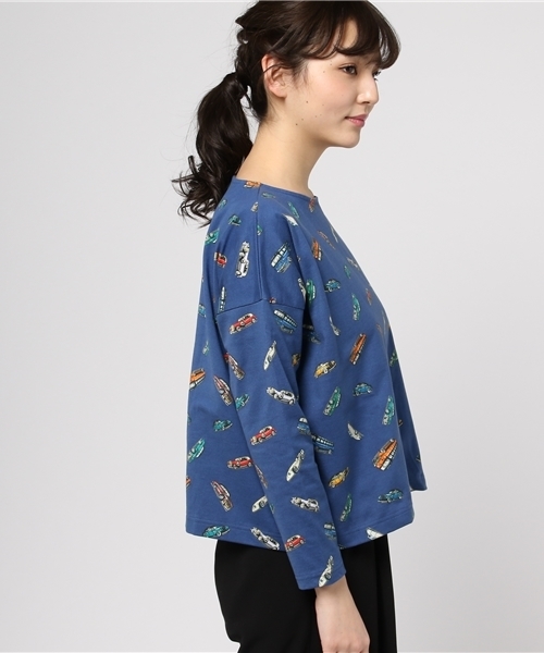 Ne-net（ネネット）の「S おじさんおくるまジャージ（Tシャツ/カットソー・レディース・ネイビー/ライトグリーン・02）」の4枚目の写真