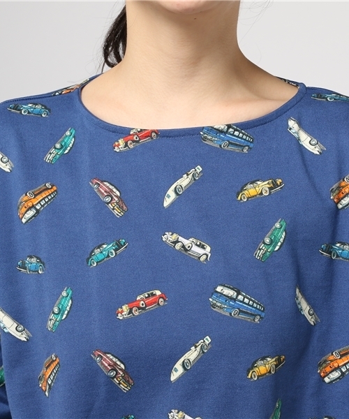 Ne-net（ネネット）の「S おじさんおくるまジャージ（Tシャツ/カットソー・レディース・ネイビー/ライトグリーン・02）」の6枚目の写真