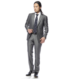 【未使用級✨】ユナイテッドアローズ セットアップ ウール ストライプ グレー WEB限定 WARDROBE SMART】LANATEC セットアップ/背抜きジャケット