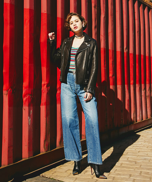 HYSTERIC GLAMOUR(ヒステリックグラマー)の「ISKOデニムハイライズワイドPT(デニムパンツ・レディース・インディゴブルー・24inch/25inch/26inch/27inch/28inch)」の2枚目の写真