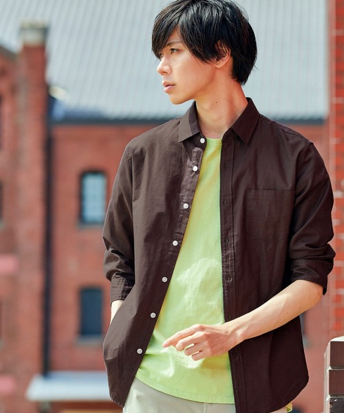 MONO-MART（モノマート）の「7分袖ストレッチリネンシャツ/ナチュラル綿麻素材（シャツ/ブラウス・メンズ・グリーン系その他/ネイビー/ブルー系その他/ブルー系その他2/ブルー系その他3/ライトピンク/オフホワイト/ホワイト系その他2/ホワイト系その他/ホワイト系その他3/レッド系その他/グレー系その他/ブラック/ホワイト系その他4/ブラウン/ベージュ/グリーン系その他2/オレンジ系その他・M/XL/L/S）」の9枚目の写真