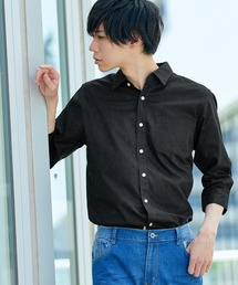 MONO-MART（モノマート）の「7分袖ストレッチリネンシャツ/ナチュラル綿麻素材（シャツ/ブラウス）」