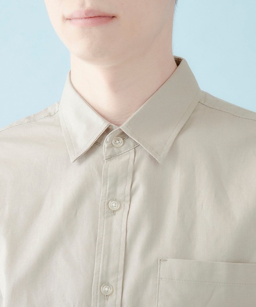 7分袖ストレッチリネンシャツ/ナチュラル綿麻素材 MONO-MART