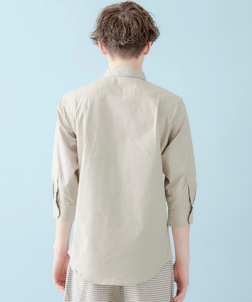 MONO-MART（モノマート）の「7分袖ストレッチリネンシャツ/ナチュラル綿麻素材（シャツ/ブラウス・メンズ・グリーン系その他/ネイビー/ブルー系その他/ブルー系その他2/ブルー系その他3/ライトピンク/オフホワイト/ホワイト系その他2/ホワイト系その他/ホワイト系その他3/レッド系その他/グレー系その他/ブラック/ホワイト系その他4/ブラウン/ベージュ/グリーン系その他2/オレンジ系その他・M/XL/L/S）」の22枚目の写真