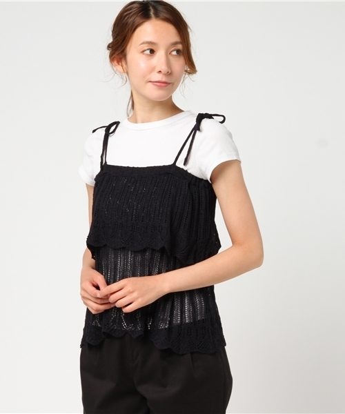 archives（アルシーヴ）の「2段フリルキャミ（ニット/セーター・レディース・ブラック/ワイン/グレー・MEDIUM）」の2枚目の写真