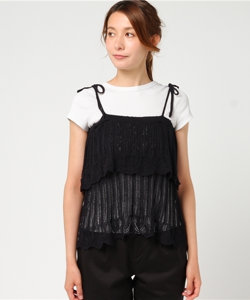 archives（アルシーヴ）の「2段フリルキャミ（ニット/セーター・レディース・ブラック/ワイン/グレー・MEDIUM）」の4枚目の写真