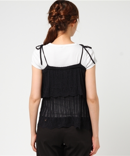 archives（アルシーヴ）の「2段フリルキャミ（ニット/セーター・レディース・ブラック/ワイン/グレー・MEDIUM）」の6枚目の写真